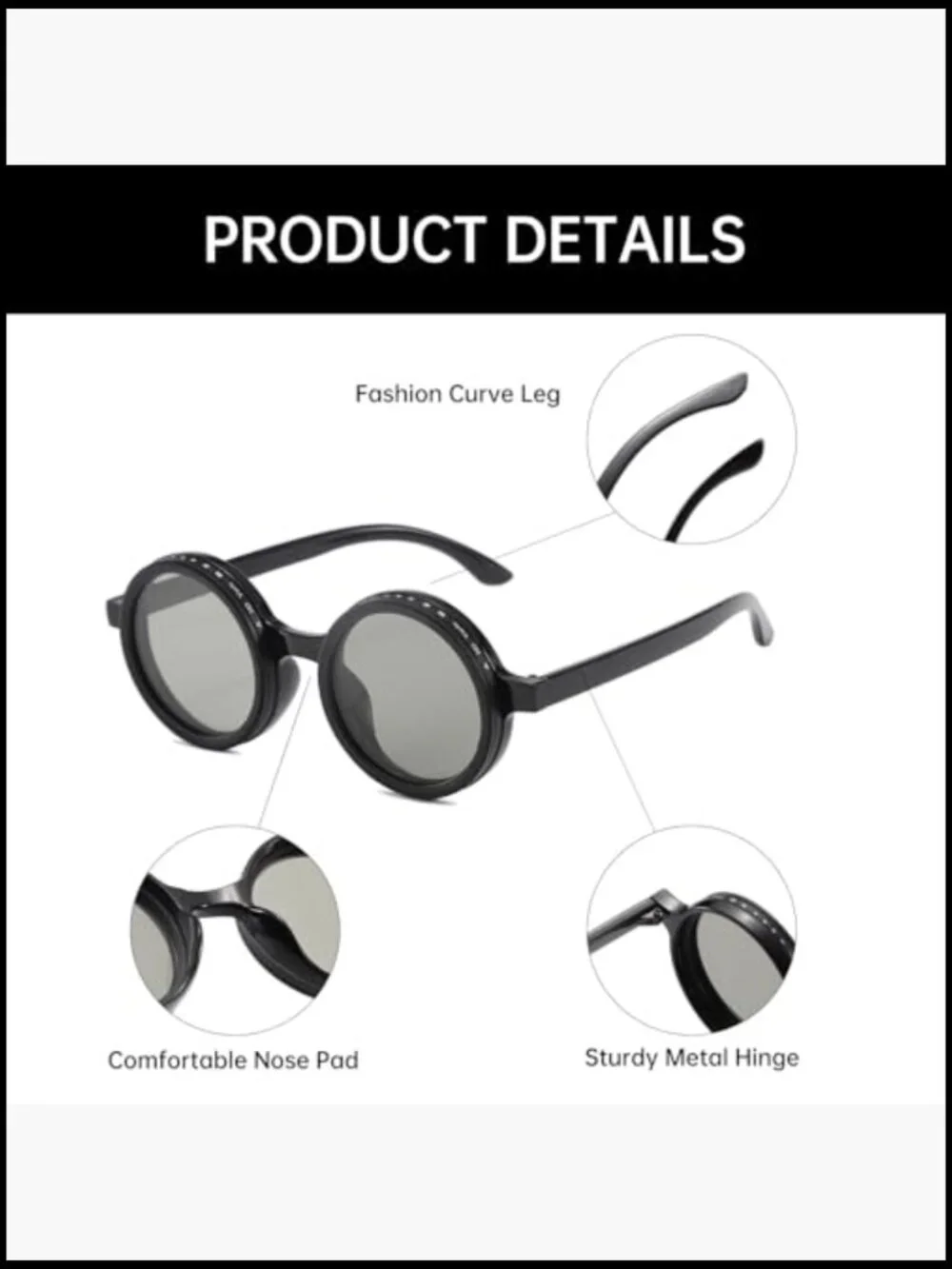 Polarized Round Adjustable Tint Sunglasses UV400 Protection Driving Outdoor